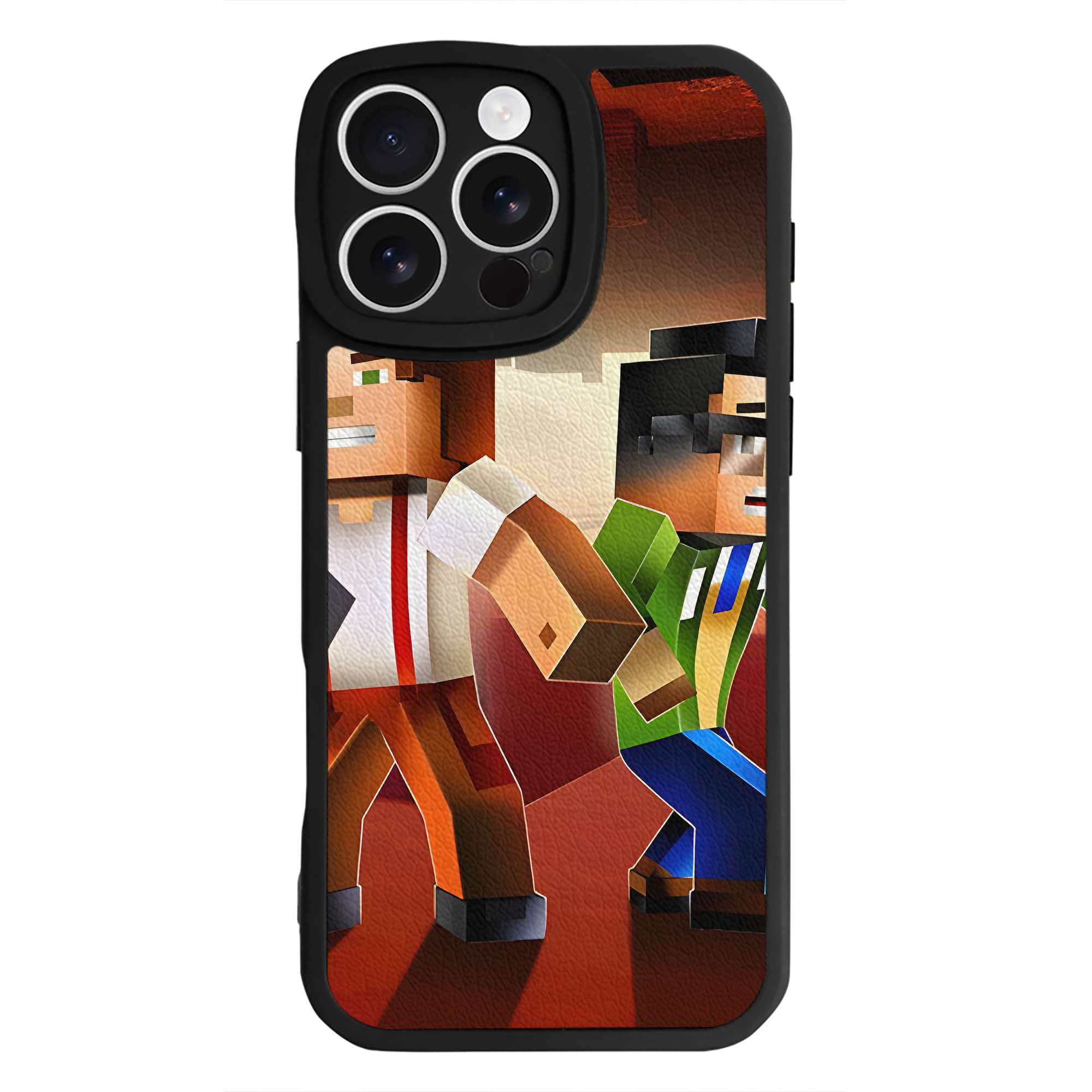 （画像用） マインクラフト ブロックの世界 Minecraft MC Block world 【iPhone 16シリーズ対応】シリコンスマホケース（レザー調） 材質：シリコン